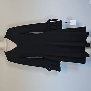 Calvin Klein black bell sleeve a-line dress-8